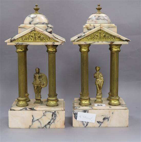 A pair of rouge marble classical Art Deco bookends height 34cm